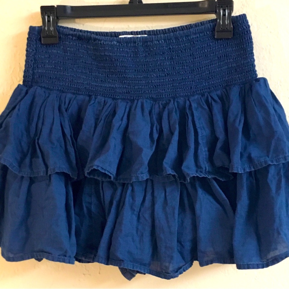 American Eagle Chambra Ruffle Skort Size Medium Blue Shorts Festival Bea…